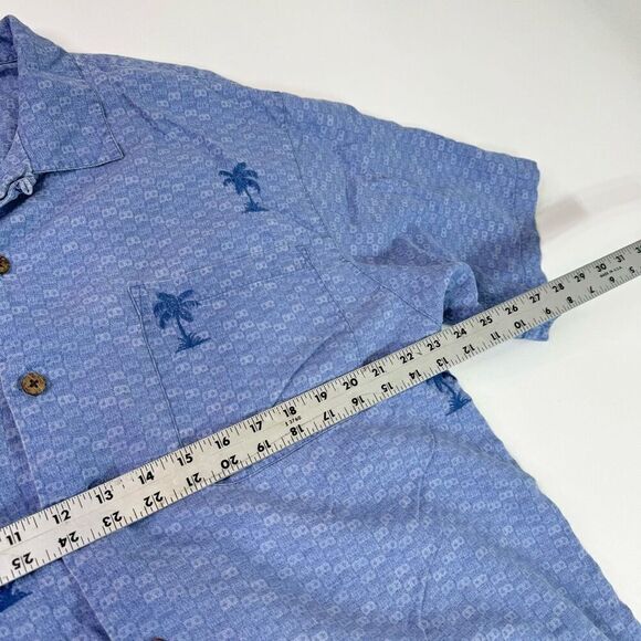 Tommy Bahama Shirt Mens Large Blue Silk Short-Sleeve Button-Down Top Coastal - Picture 7 of 7